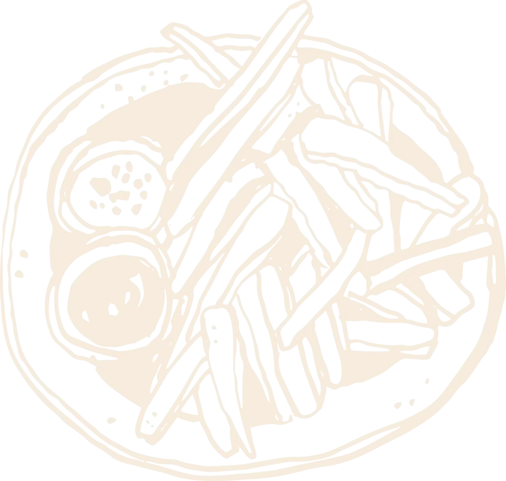 Fries icon background used in Manoli’s Pizza Company design system representing menu items and casual dining in Wailea Maui.