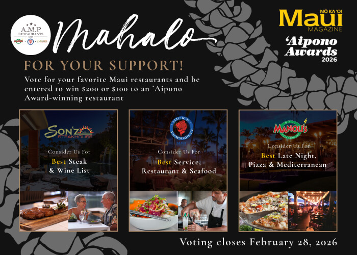 Aipono Awards 2026 recognition for Manoli’s Pizza Company in Wailea Maui